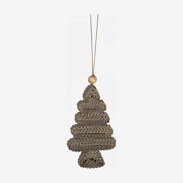 Decoración de Navidad - Abeto para colgar en papel ondulado - Natural - 1