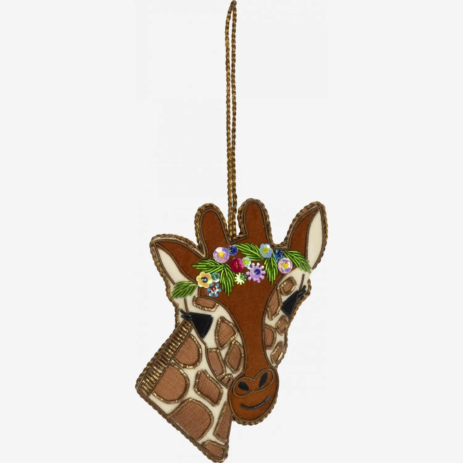 Décoration de Noël - Girafe à accrocher en velours - Marron