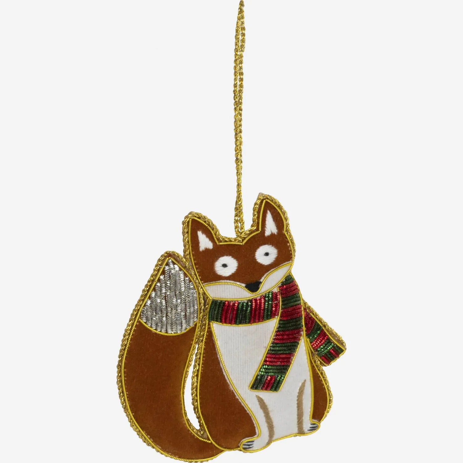 Décoration de Noël - Renard à accrocher en velours - Marron