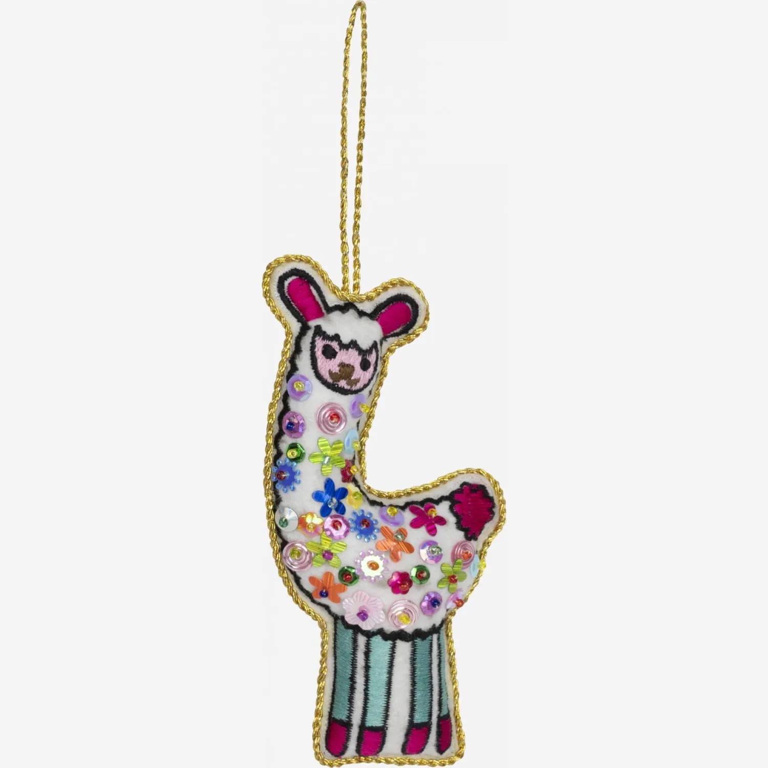 Décoration de Noël - Lama à accrocher en velours - Multicolore