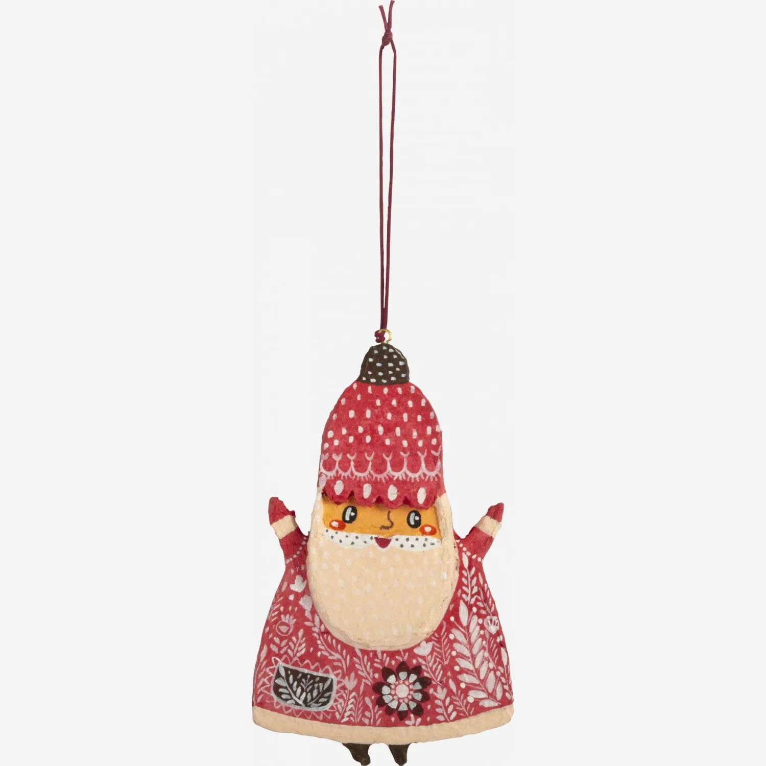 Decoración de Navidad - Papa Noel para colgar de papel maché - Multicolor