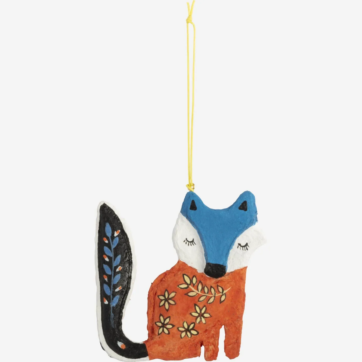 Décoration de Noël - Renard à accrocher en papier mâché - Multicolore