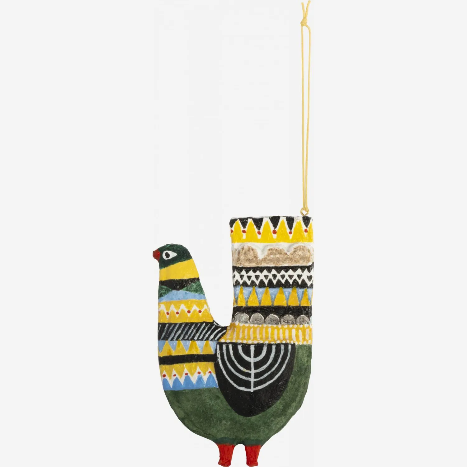 Décoration de Noël - Paon à accrocher en papier mâché - Multicolore