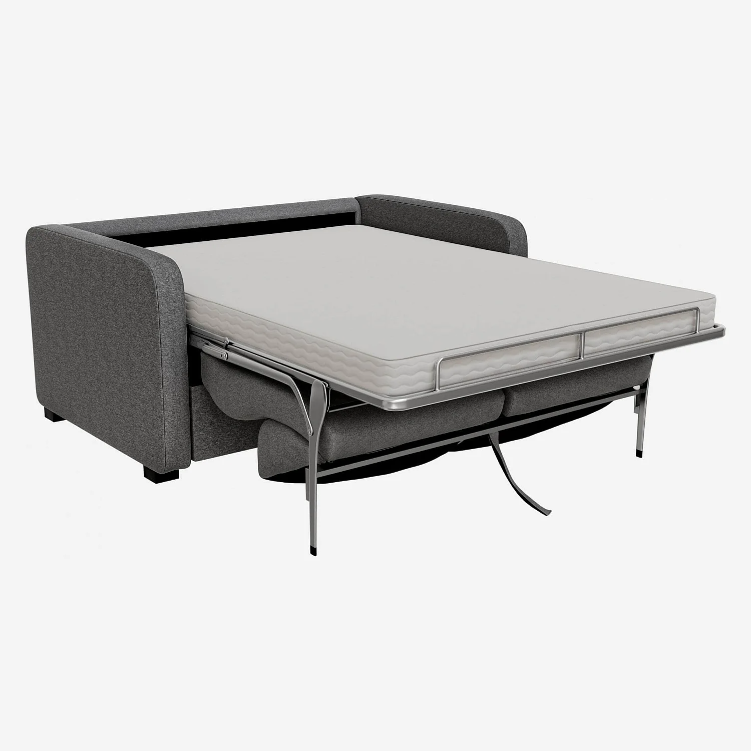 Canapé convertible compact avec accoudoirs fins en tissu - Gris foncé - 3