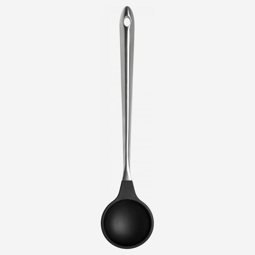 Serving spoon with stainless steel handle