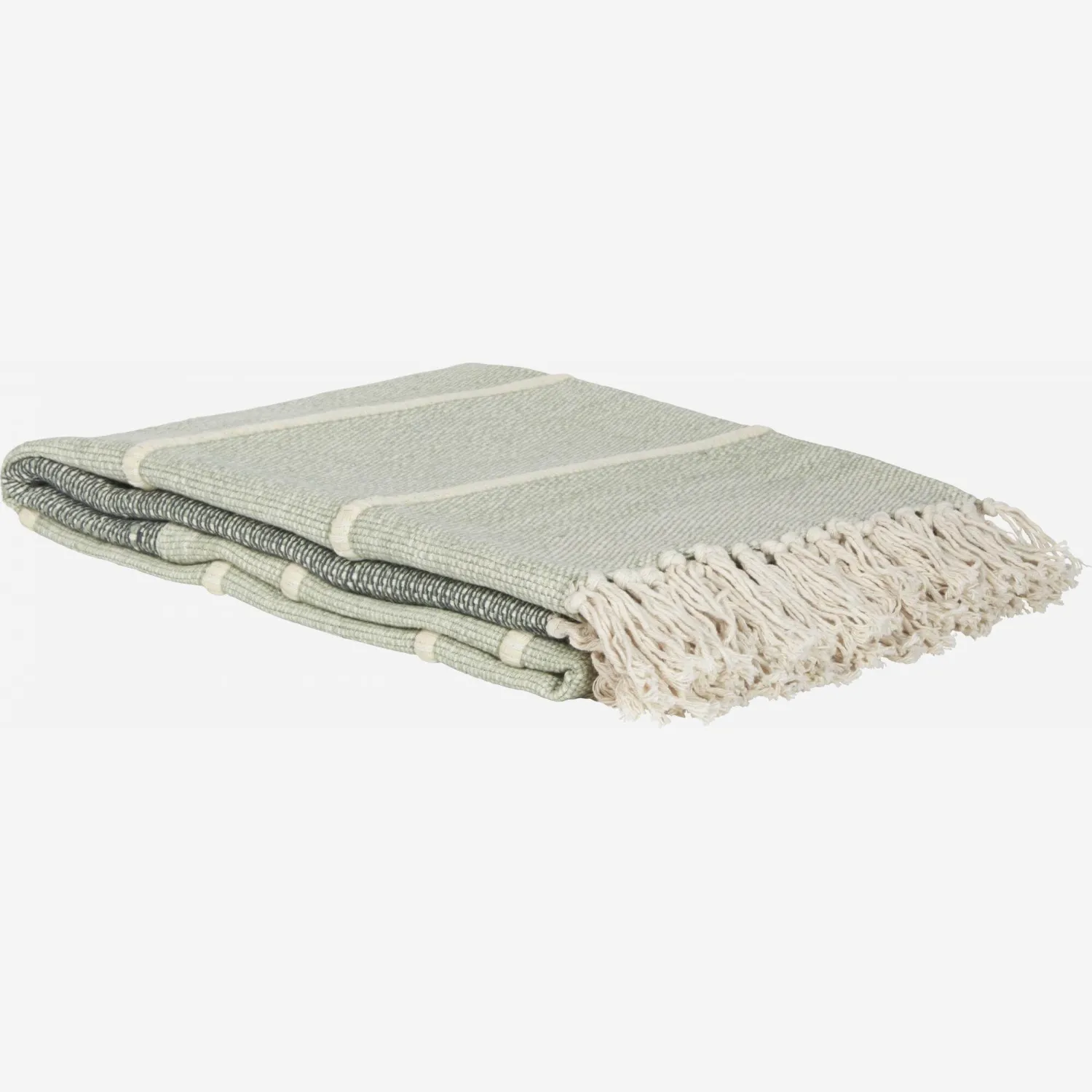 Plaid en coton et lin - 130 x 170 cm - Vert