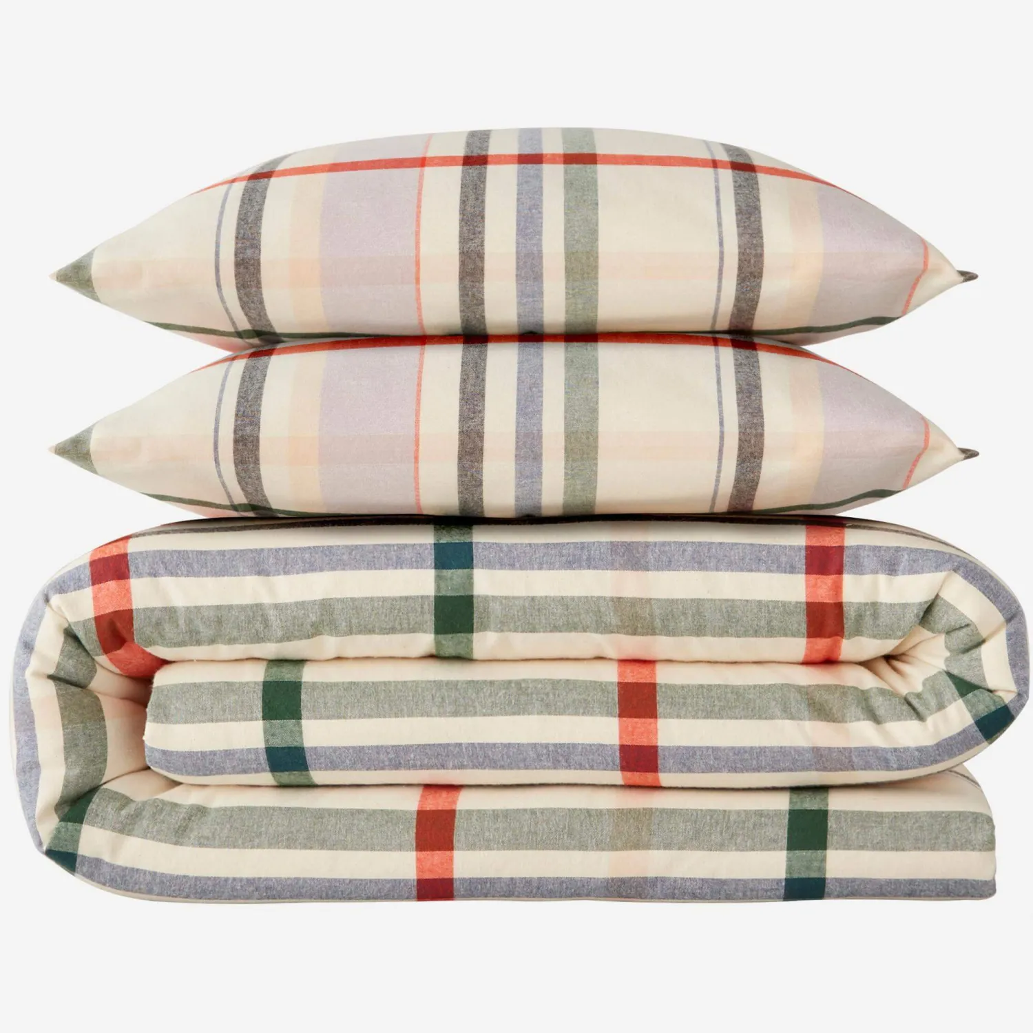 Parure de lit en flanelle de coton - 240 x 260 cm - Multicolore