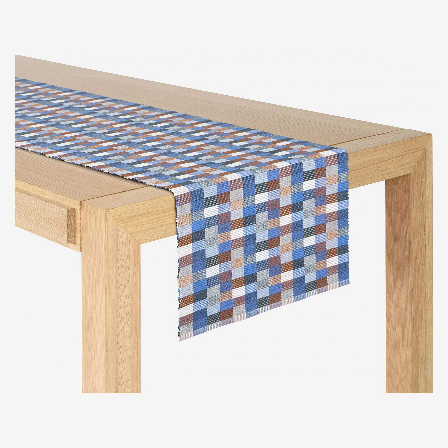 Katoenen tafelloper - Set van 2 -140 x 40 cm - Blauw - 2