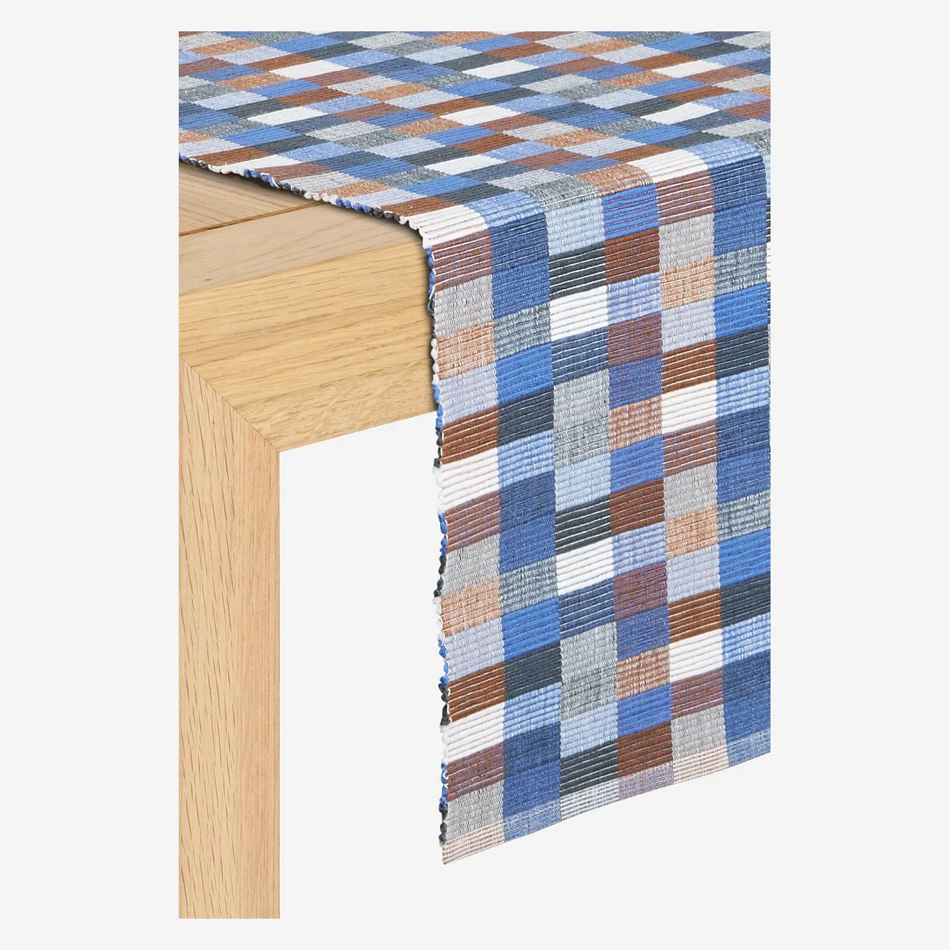 Katoenen tafelloper - Set van 2 -140 x 40 cm - Blauw - 1