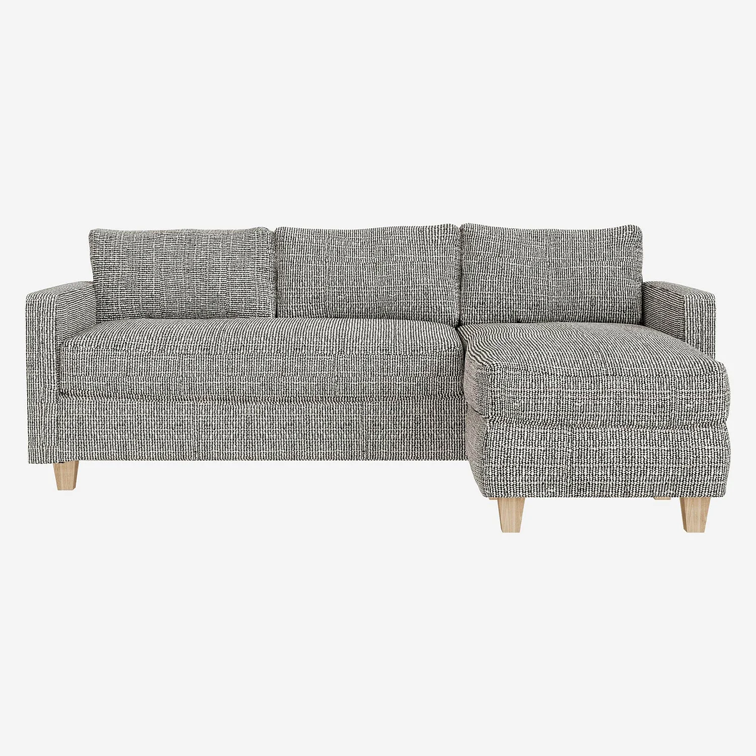 Canapé 3 places avec angle droit en tissu italien - Gris mélangé - Pieds clairs - 1