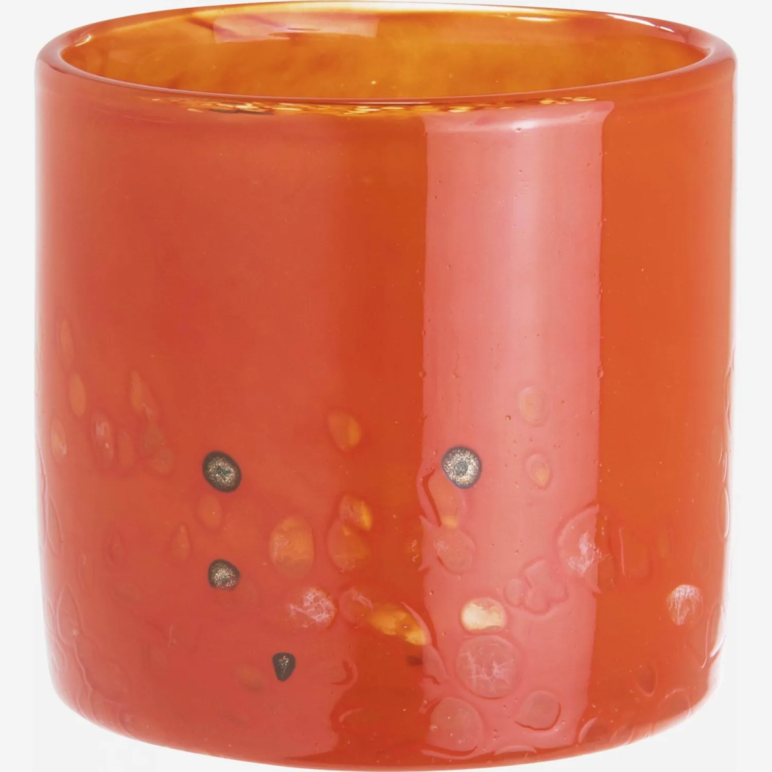 Portacandele in vetro - 10 x 10 cm - Arancione