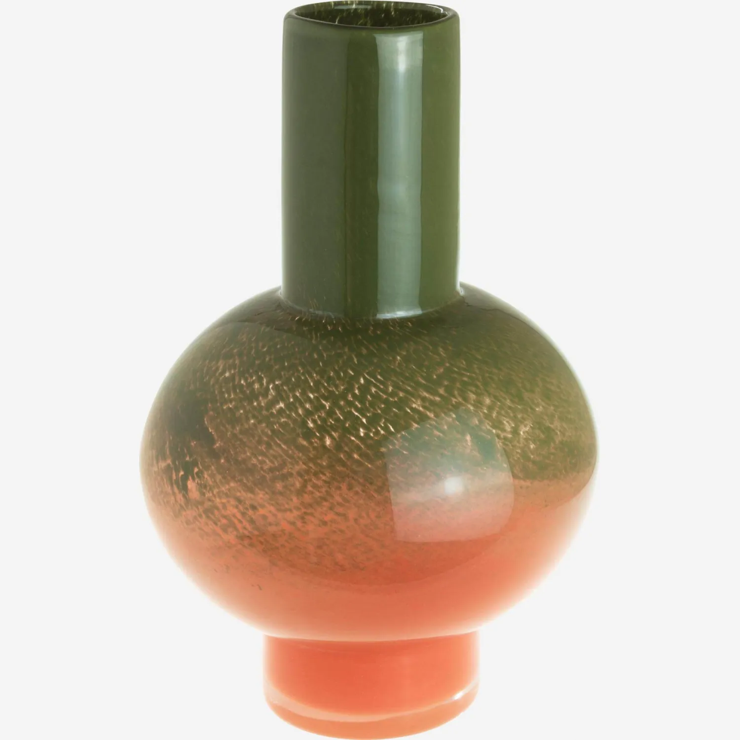 Vaso tondo in vetro - 31 cm - Rosa e khaki