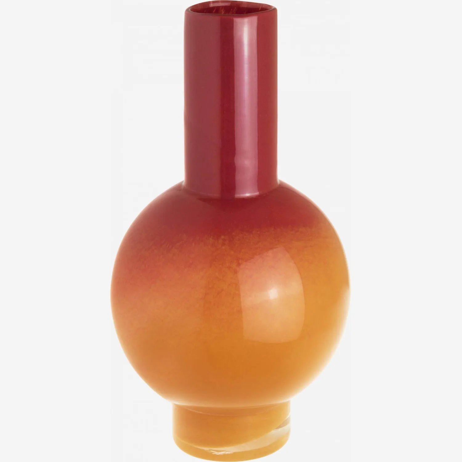 Jarro redondo de vidro - 32 cm - Laranja e rosa