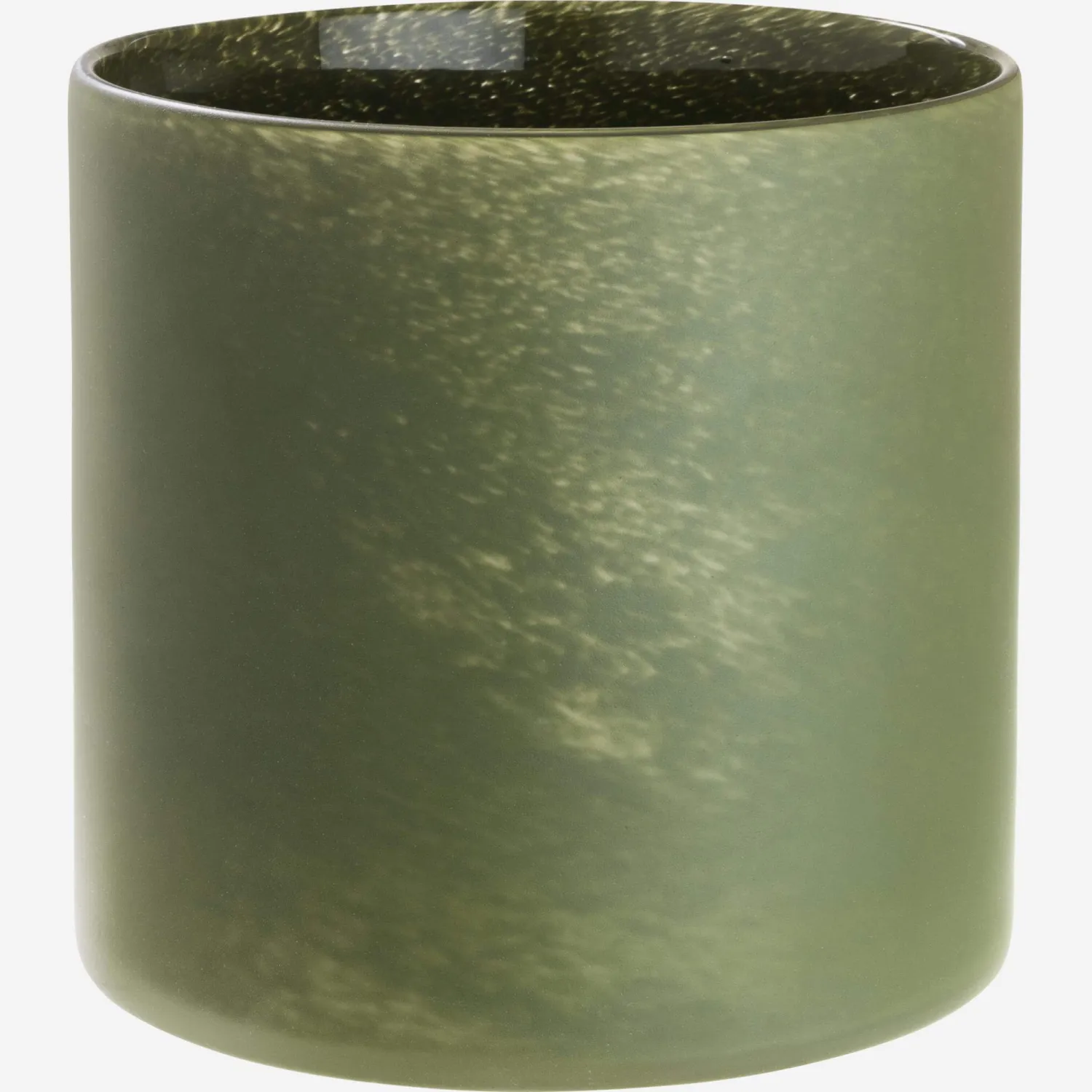 Photophore en verre sablé  - 15 cm - Kaki