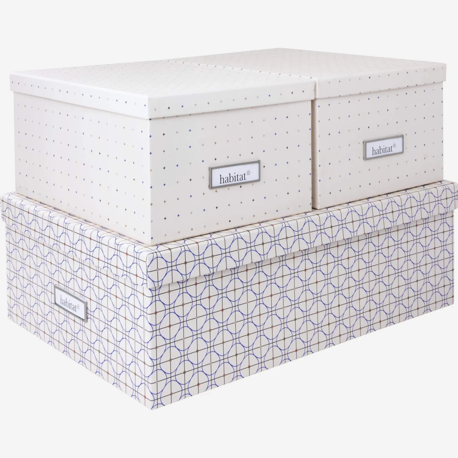 Lot de 3 boîtes en carton - Ecru
