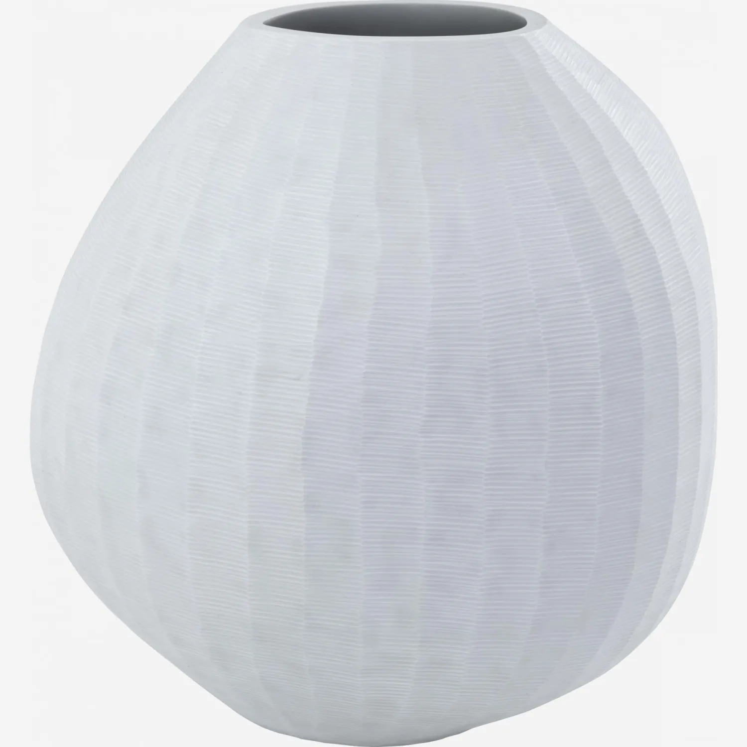 Vase rond en verre soufflé - 29 cm - Blanc cassé