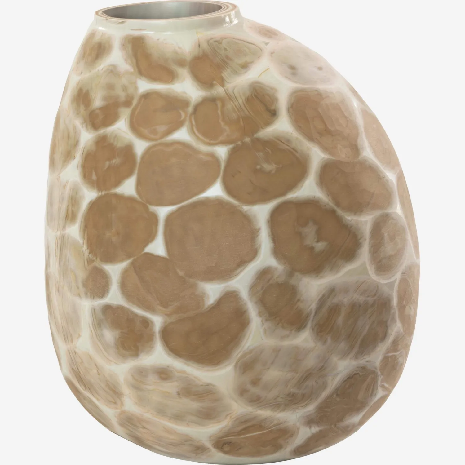 Vase rond en verre soufflé - 33 cm - Beige