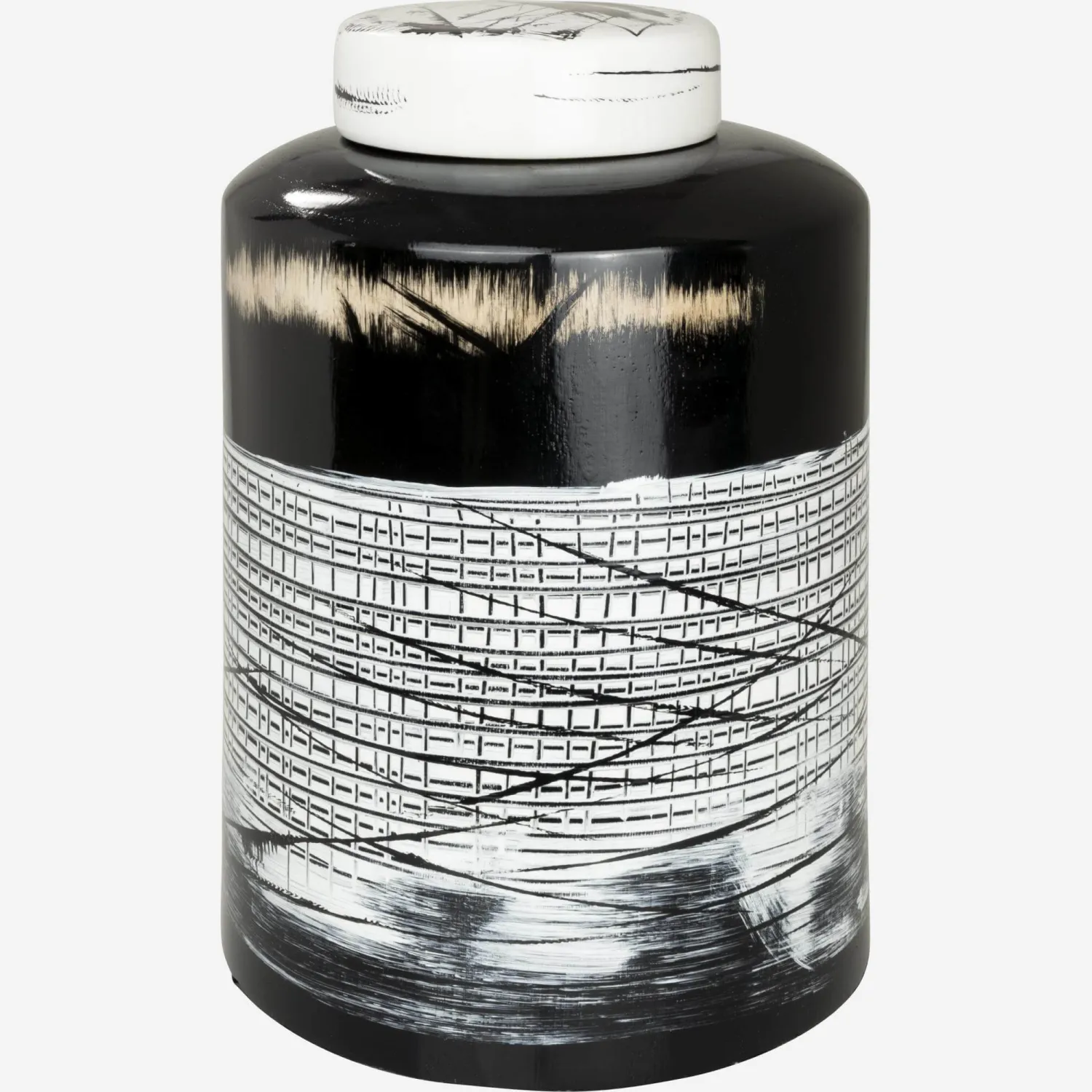 Boîte en bois - 29 cm - Blanc et noir