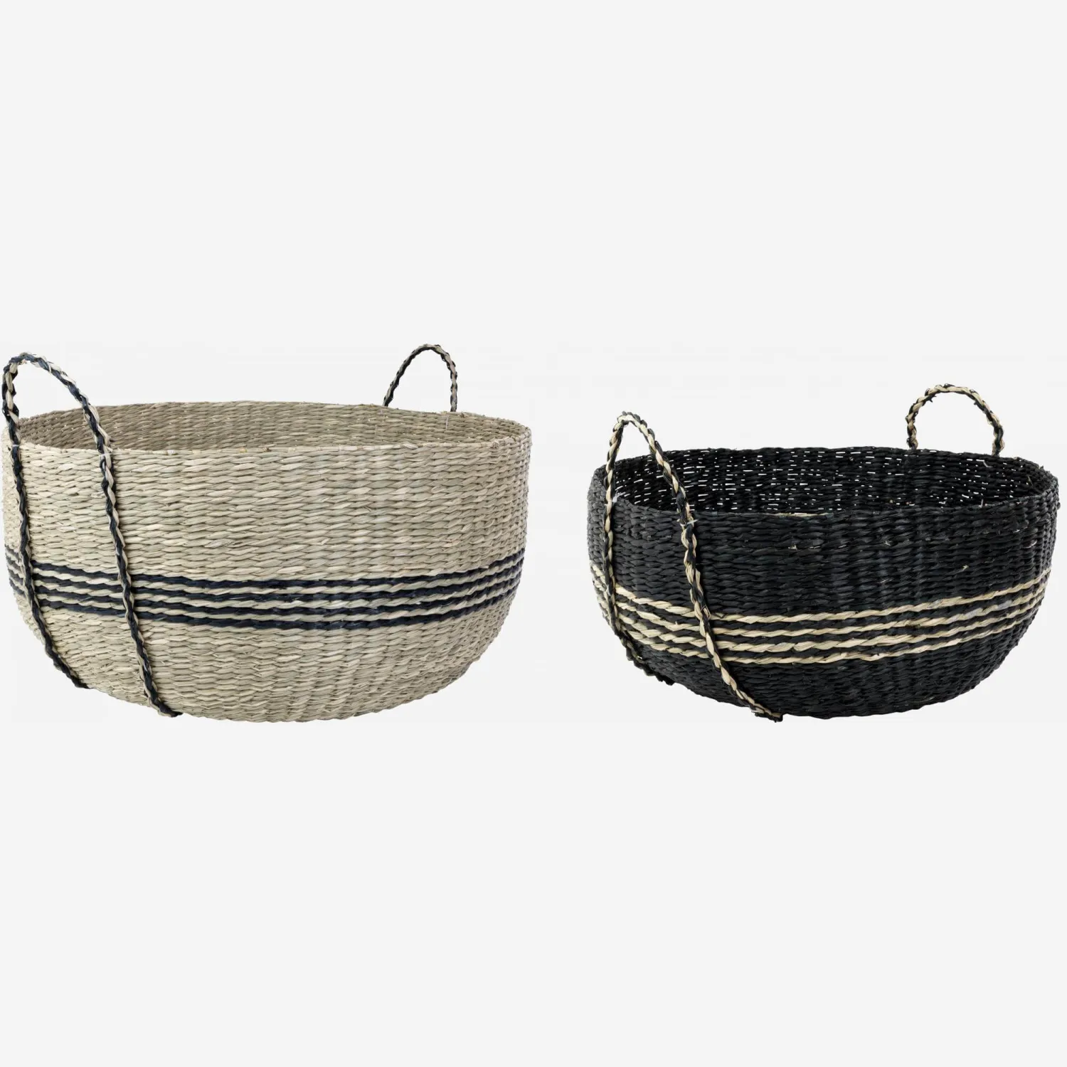 Lot de 2 paniers de rangement en jonc de mer - Naturel