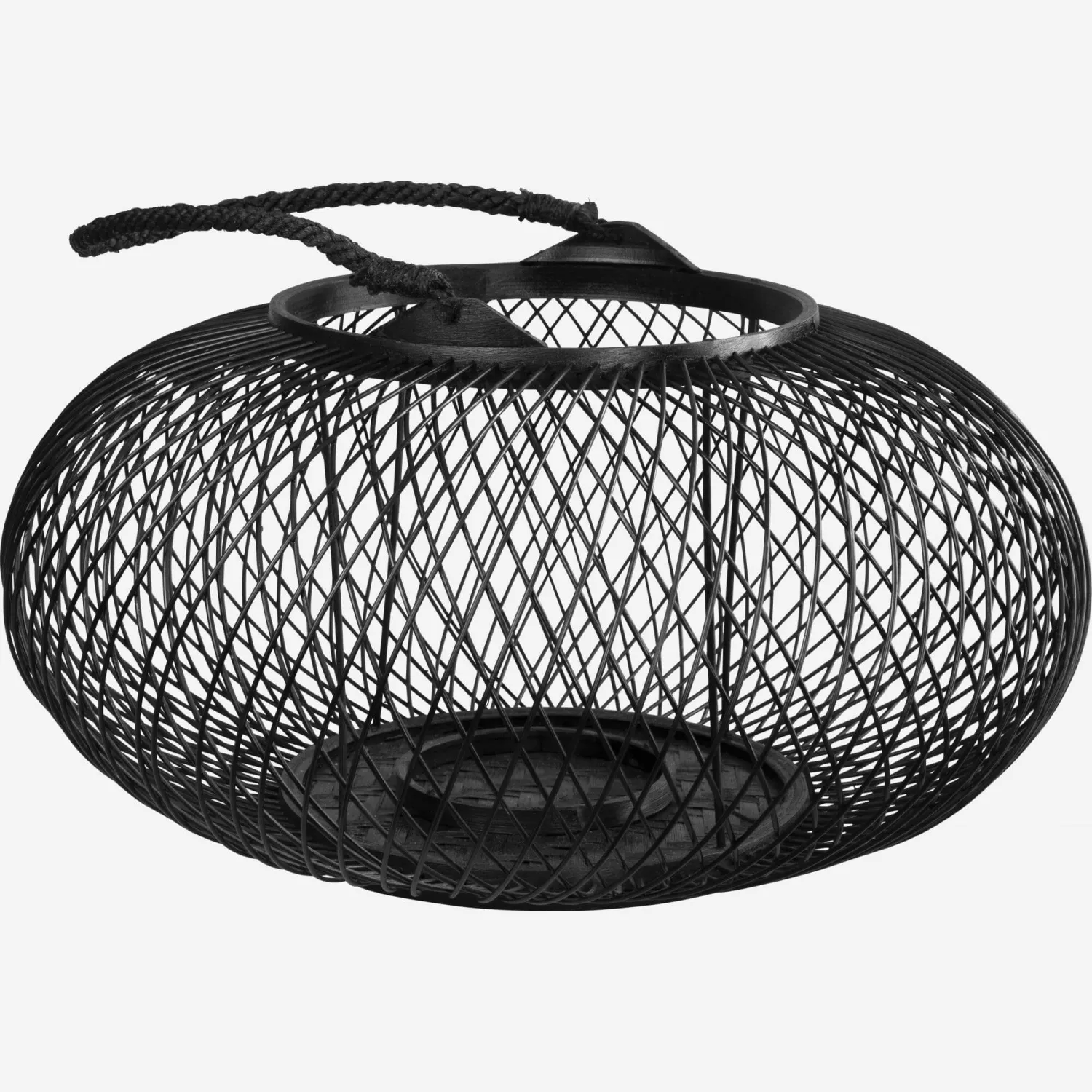 Lanterne en bambou - 21 cm - Noir