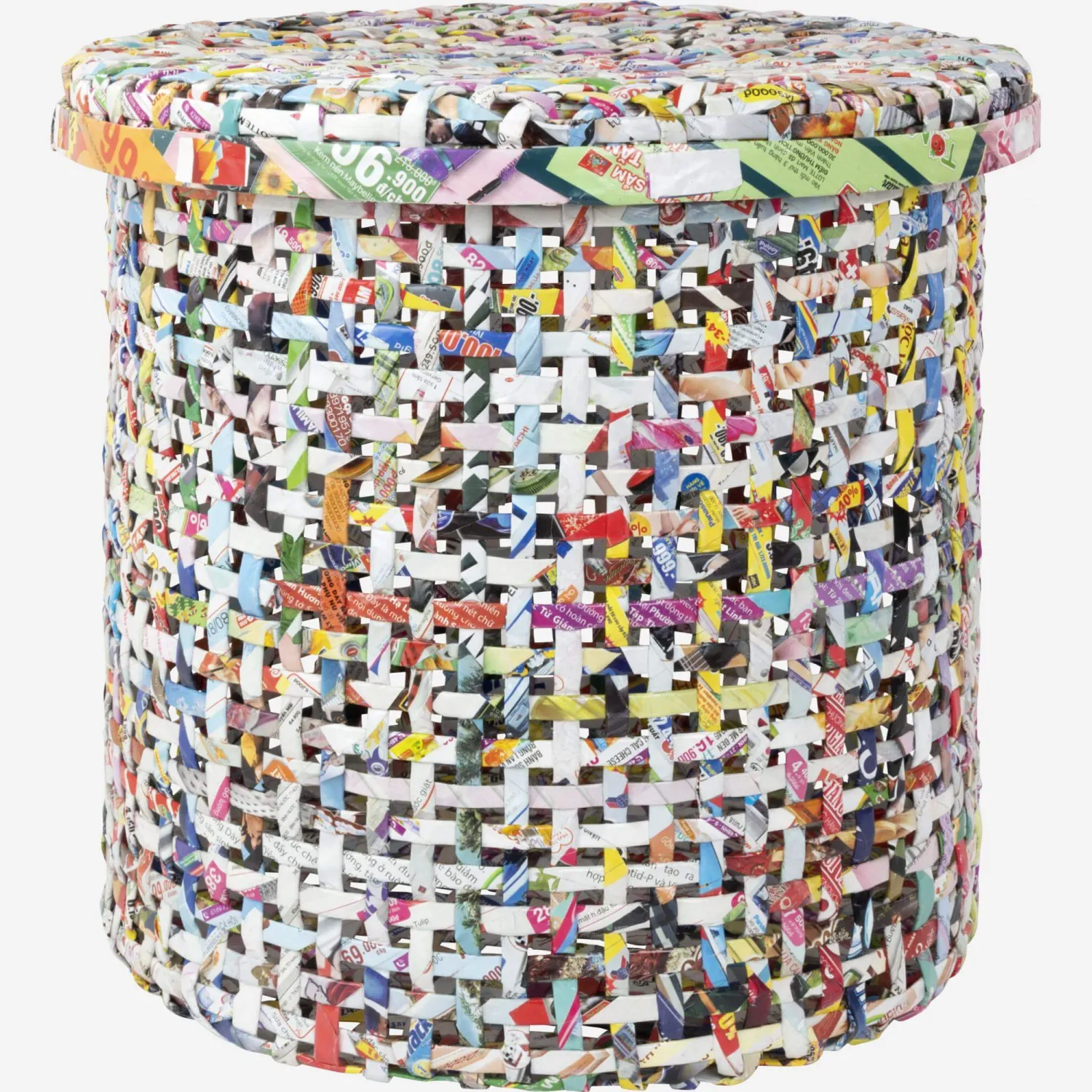 Panier de rangement en papier recyclé - 30 x 30 cm - Multicolore