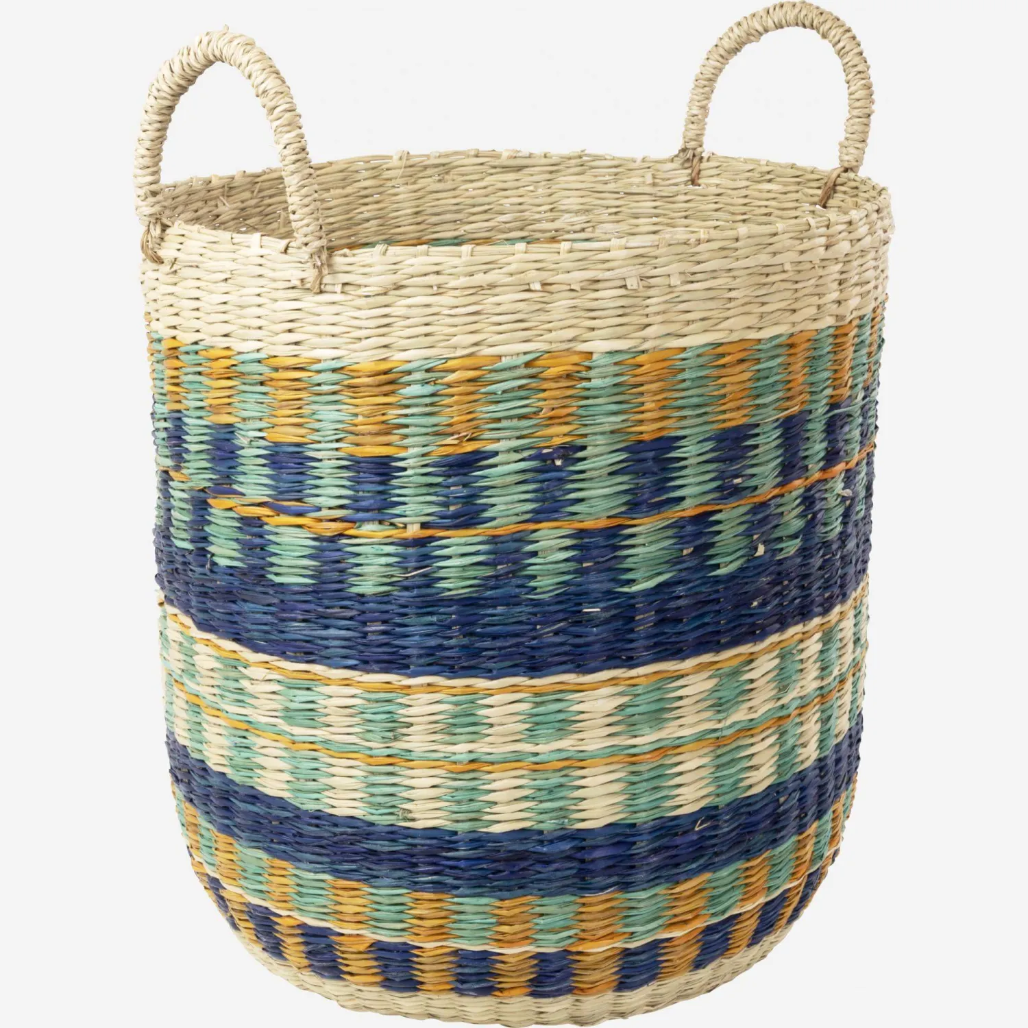 Panier de rangement en jonc de mer - 30 x 30 cm - Multicolore