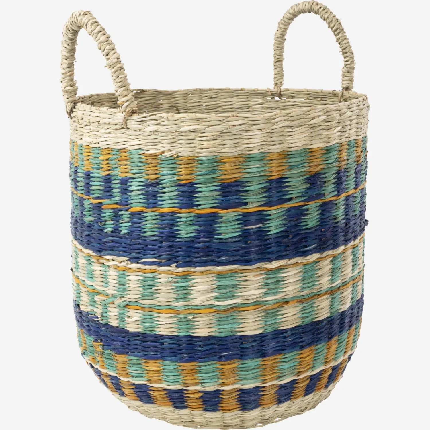 Panier de rangement en jonc de mer - 25 x 25 cm - Multicolore