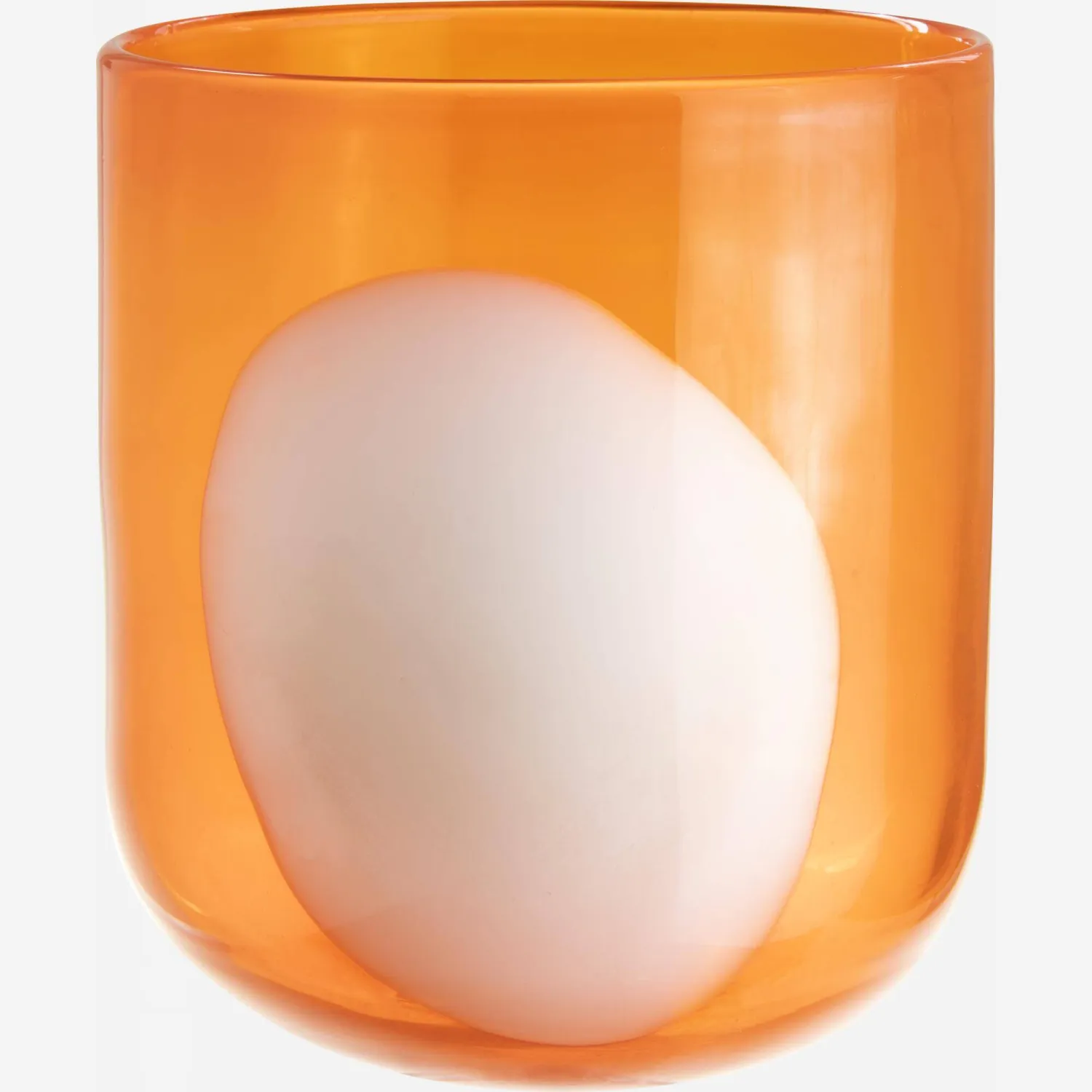 Photophore en verre soufflé - 22 cm - Orange