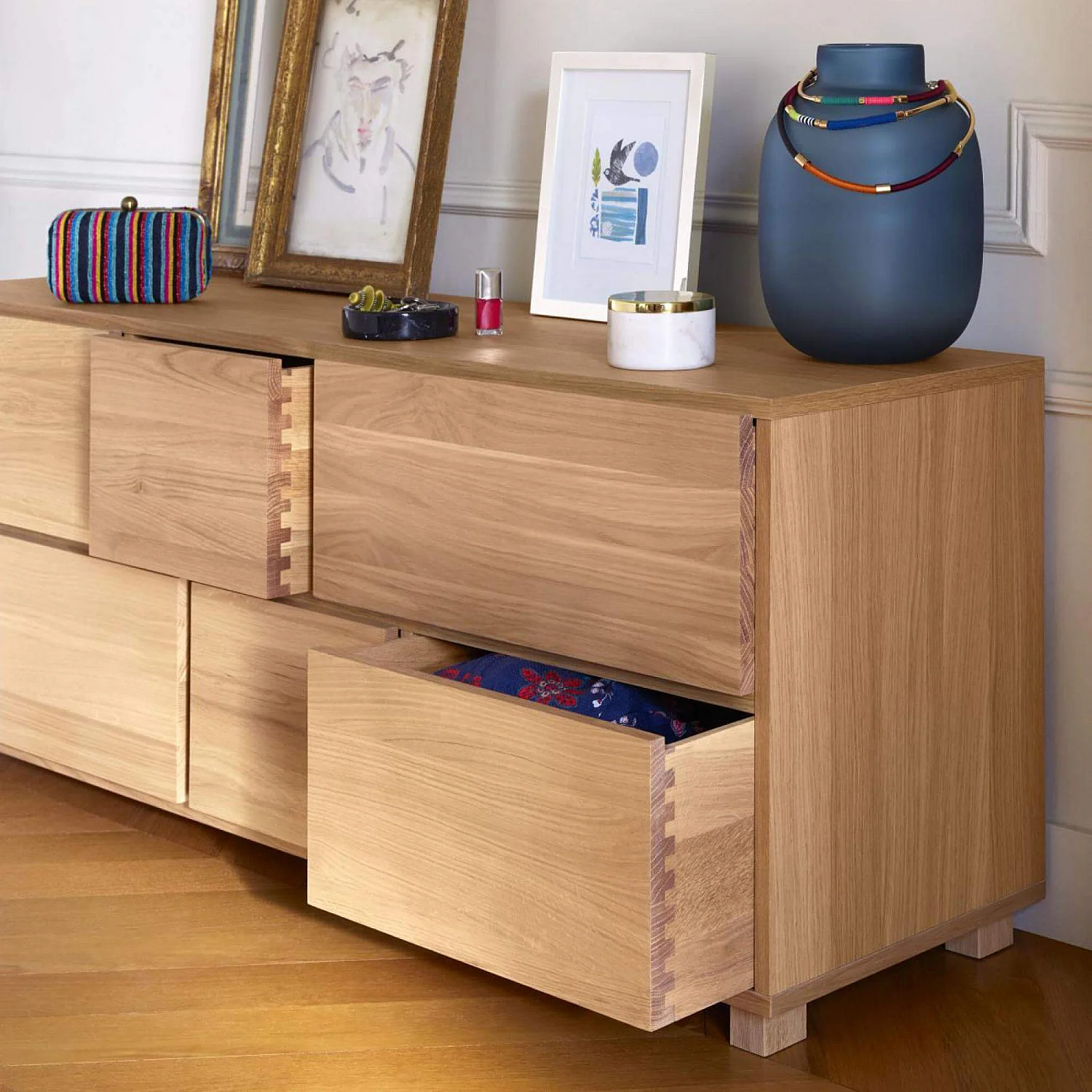 Commode 9 tiroirs en chêne - Naturel - 4