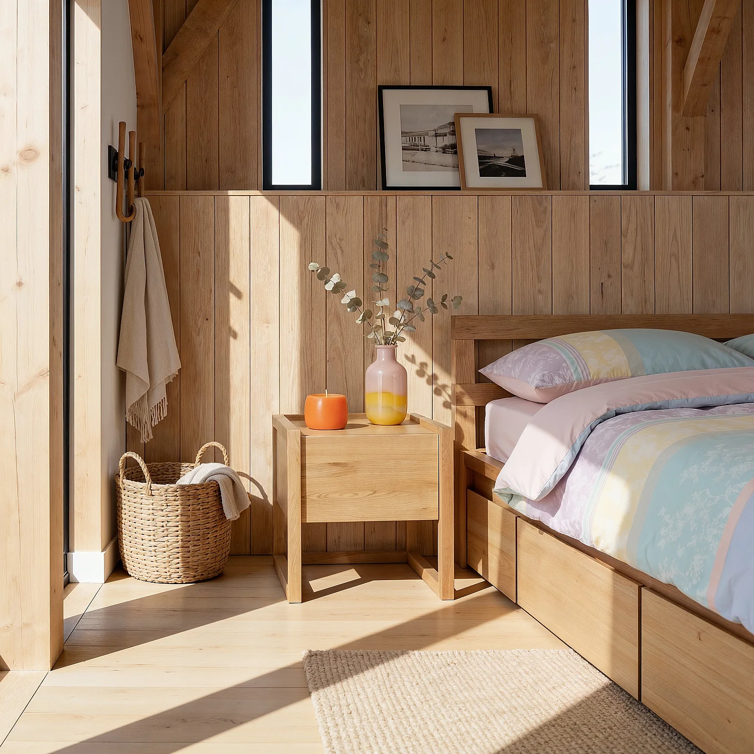 Table de chevet en chêne - Naturel - 1