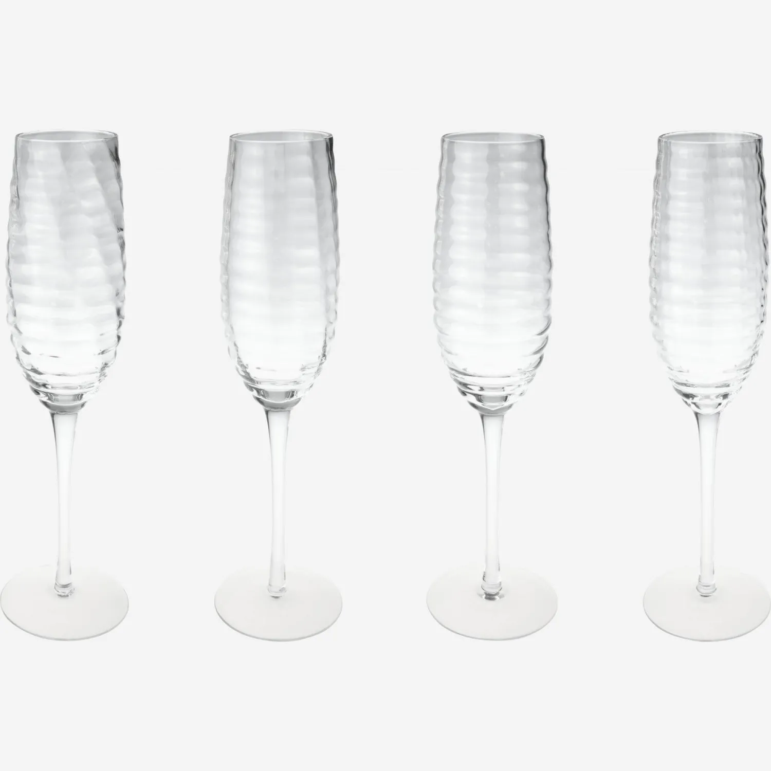 Lot de 4 flûtes à champagne en verre – 280 ml - Transparent