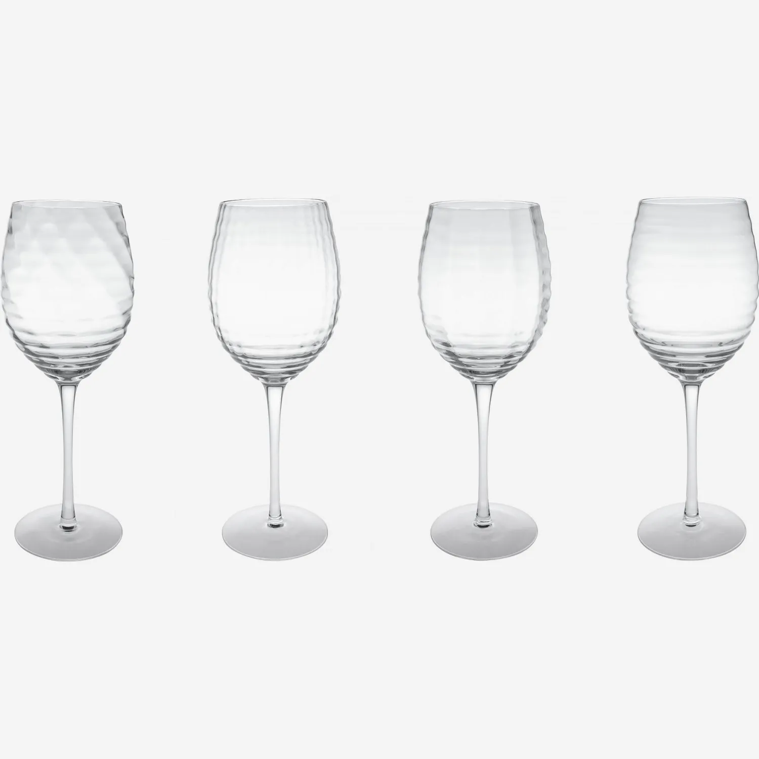 Lot de 4 verres à pied en verre – 560 ml - Transparent