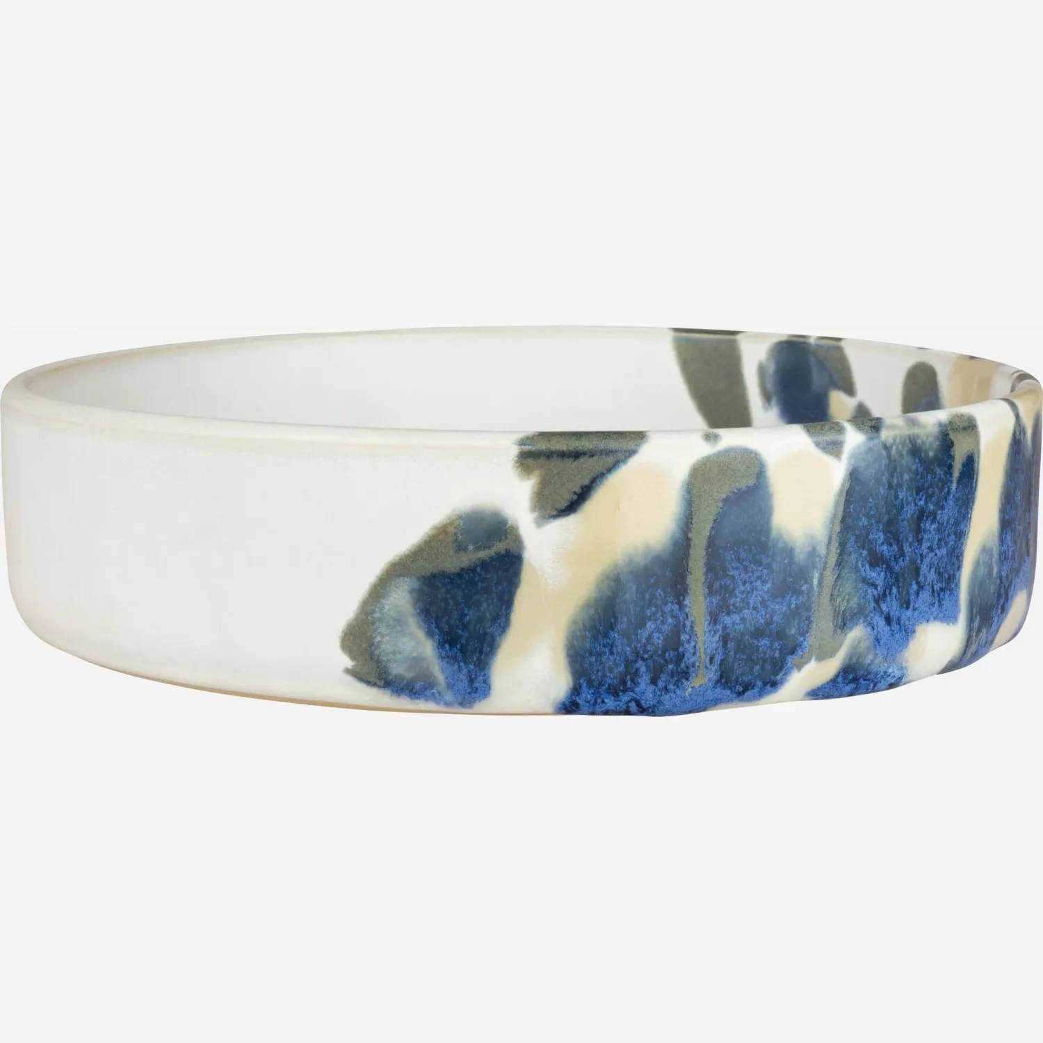 Assiette creuse en grès - 18,5 cm - Bleu
