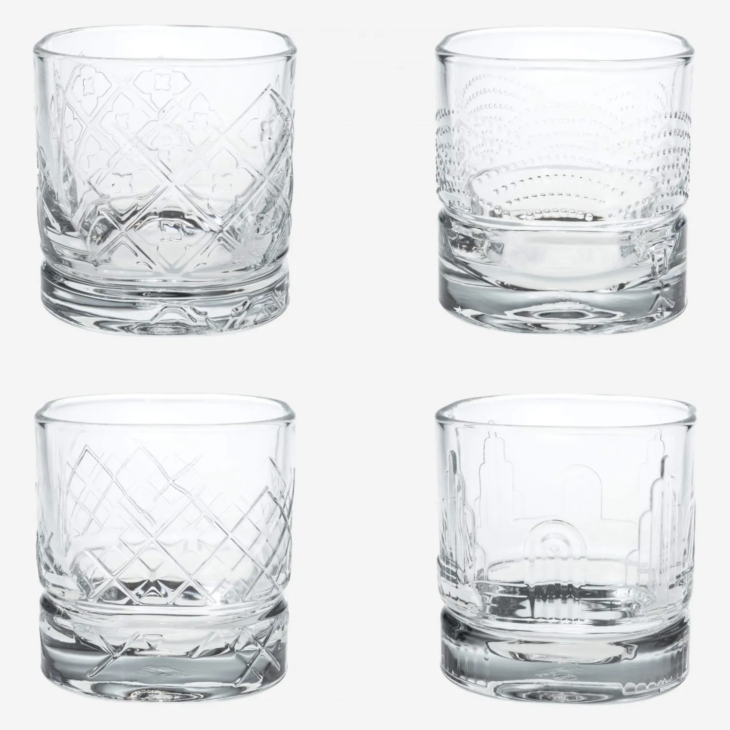 Lot de 4 verres à whisky en verre - Transparent - 1