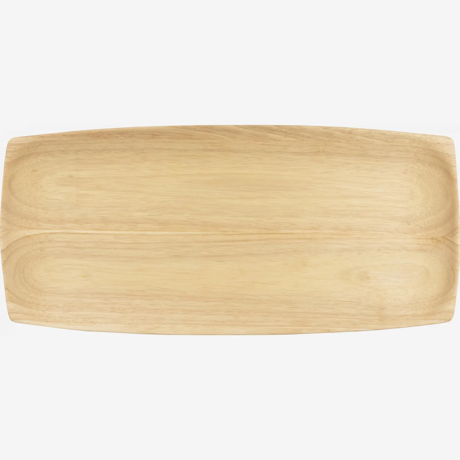 Bandeja rectangular de madera de hevea - 36 x 16,5 x 2 cm - Natural