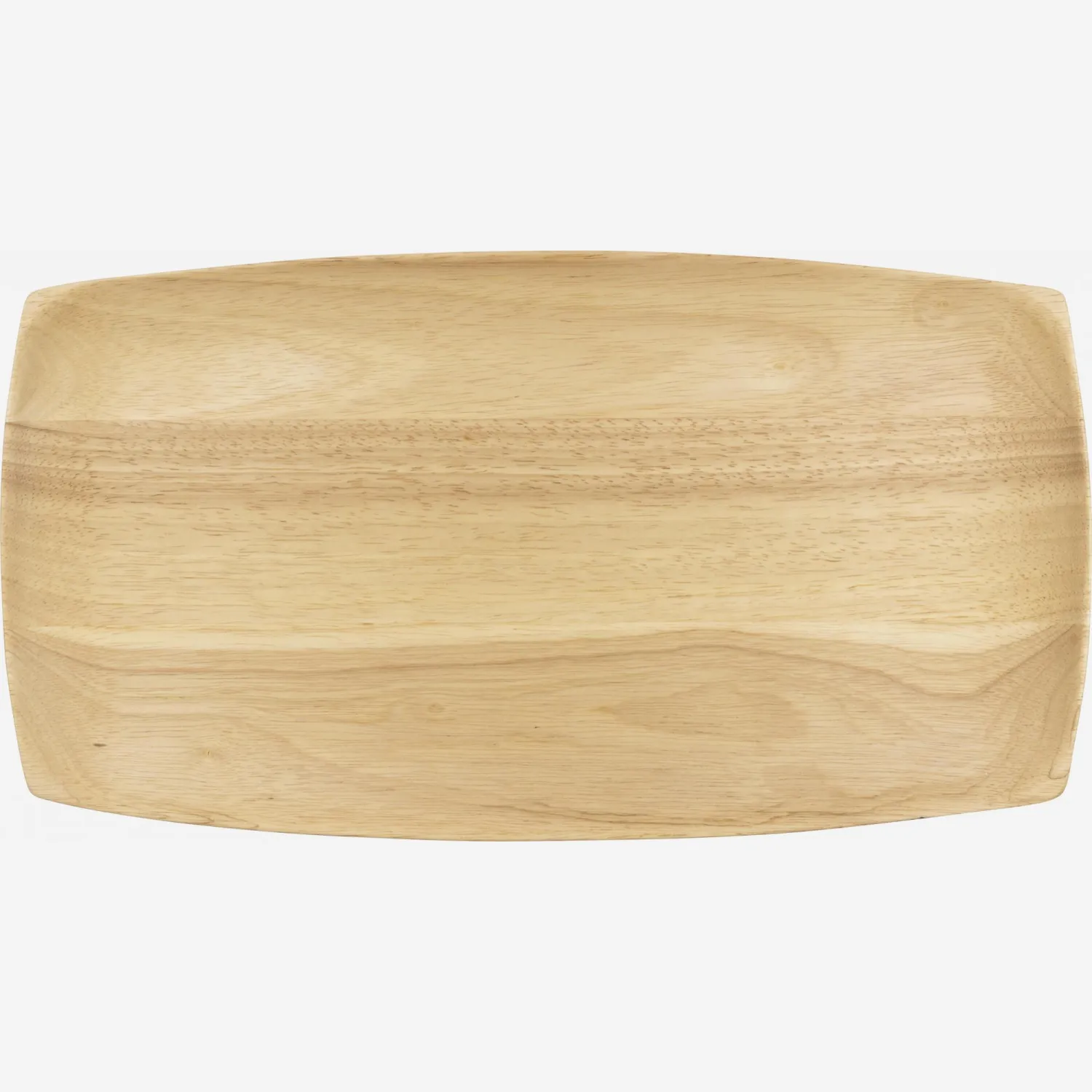 Bandeja rectangular de madera de hevea - 39,5 x 21,5 x 2 cm - Natural
