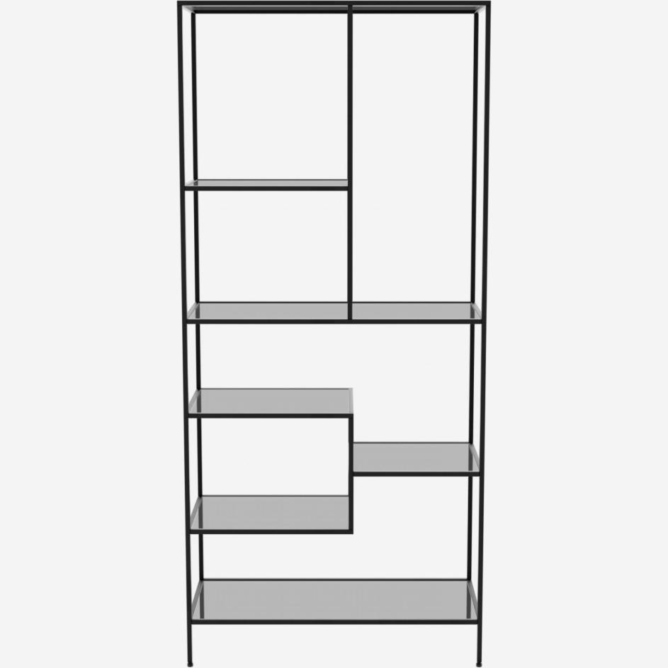 Estantería alta de acero y vidrio - Negro