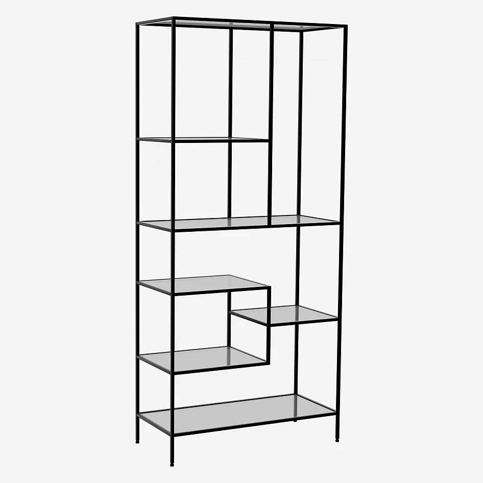 Etagère haute en acier et verre - Noir - 4