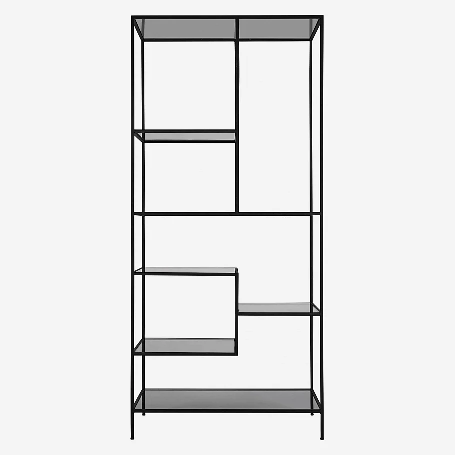 Etagère haute en acier et verre - Noir - 2