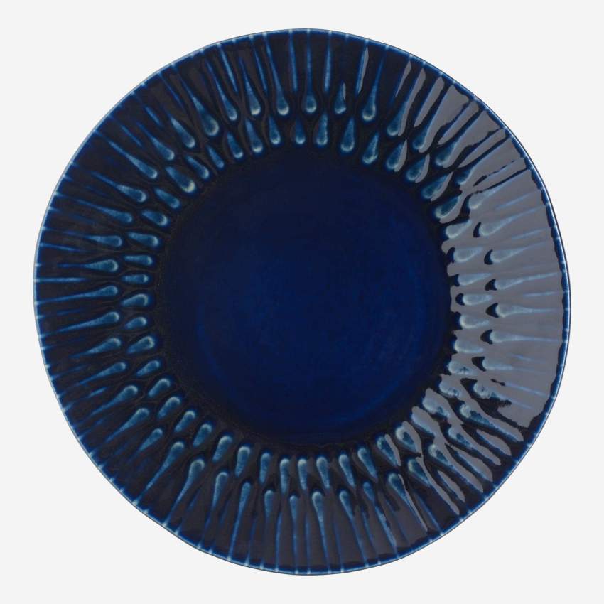 Flacher Teller aus Sandstein - Nachtblau - 28,5 cm