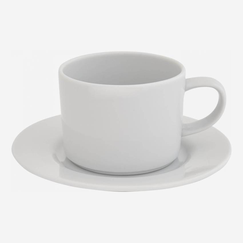 Porcelain teacup and saucer - White