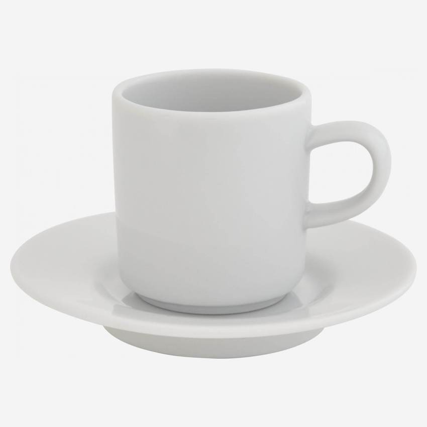 Porcelain coffee cup and saucer - White