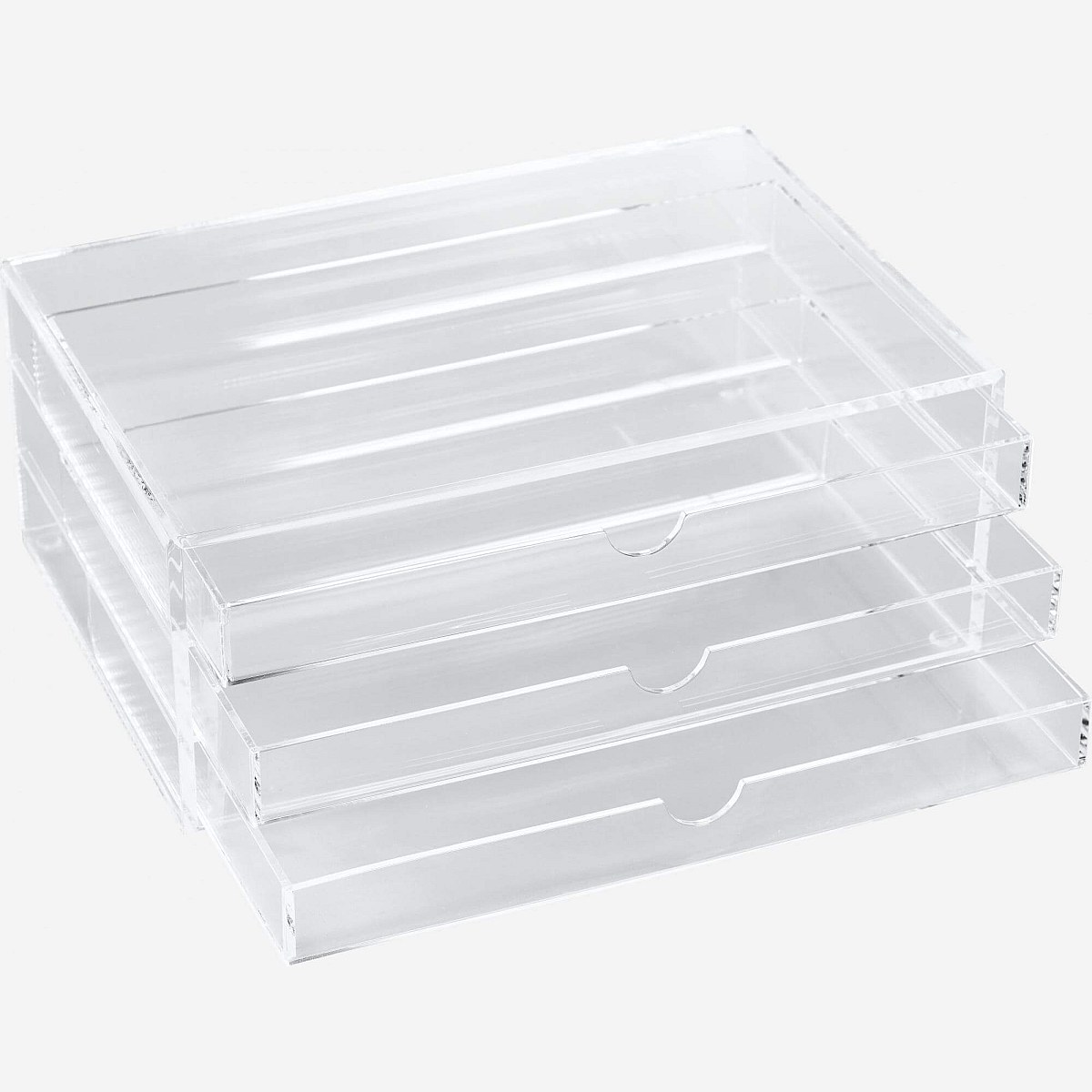 Facil - Caja de almacenaje 3 compartimentos- Acrílico transparente