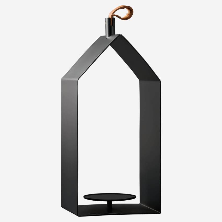 Black lantern 28 cm metal