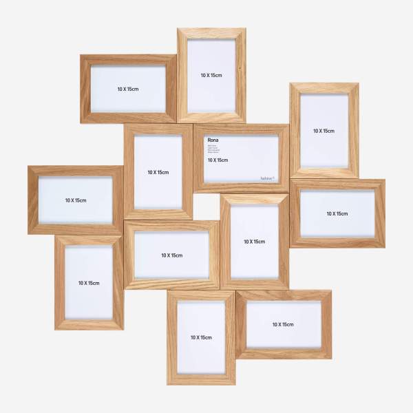 Oak 12-picture wall frame - 10 x 15 cm - Natural