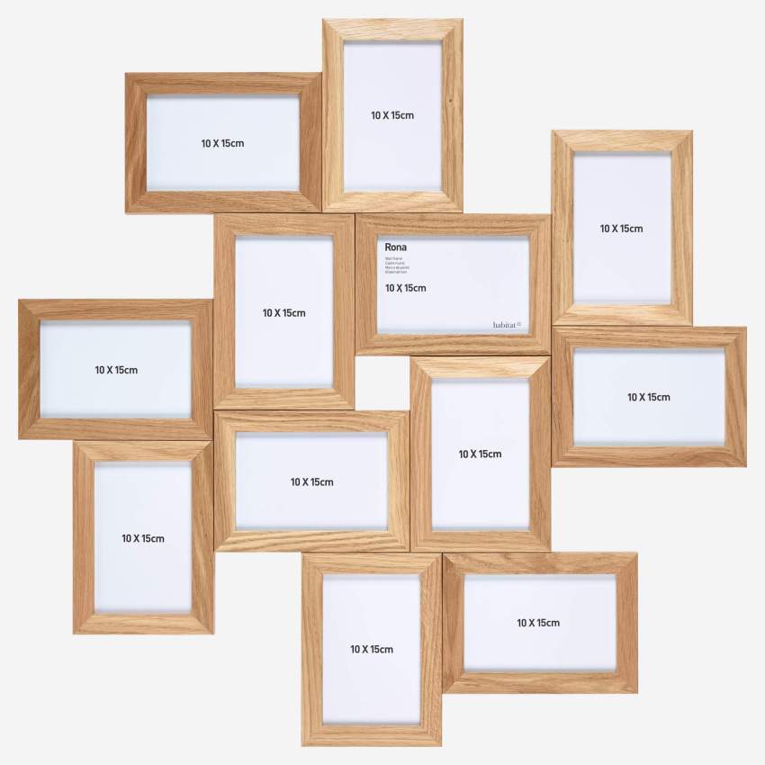 Oak 12-picture wall frame - 10 x 15 cm - Natural