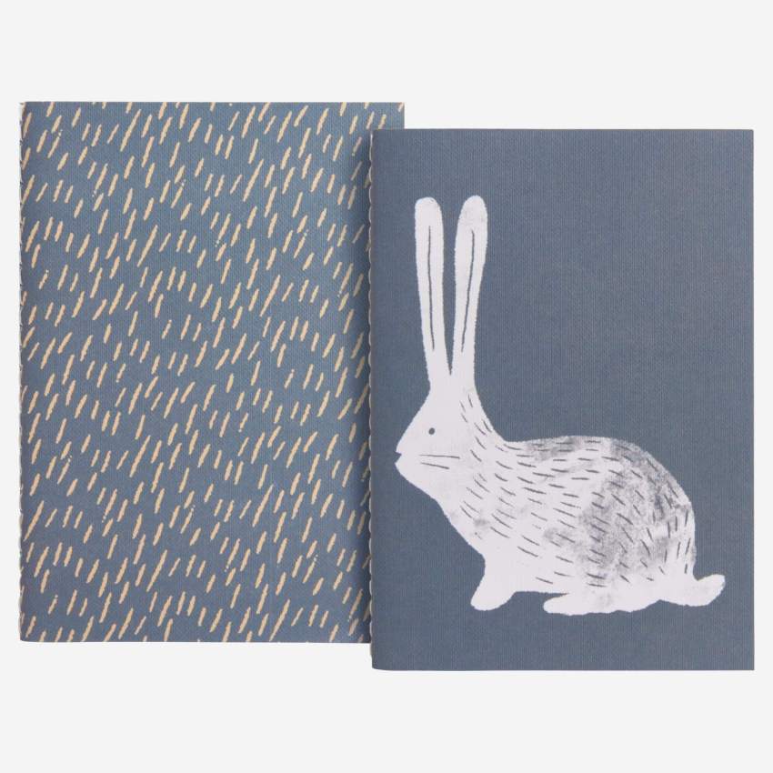 Notebook A5, beige with bunny patterns