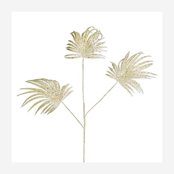 Künstliches Palmblatt 93cm, weiß mit Pailletten