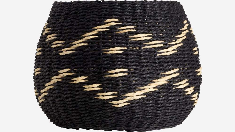 Korb aus Seegras - 19 cm - Schwarz und Naturfarben