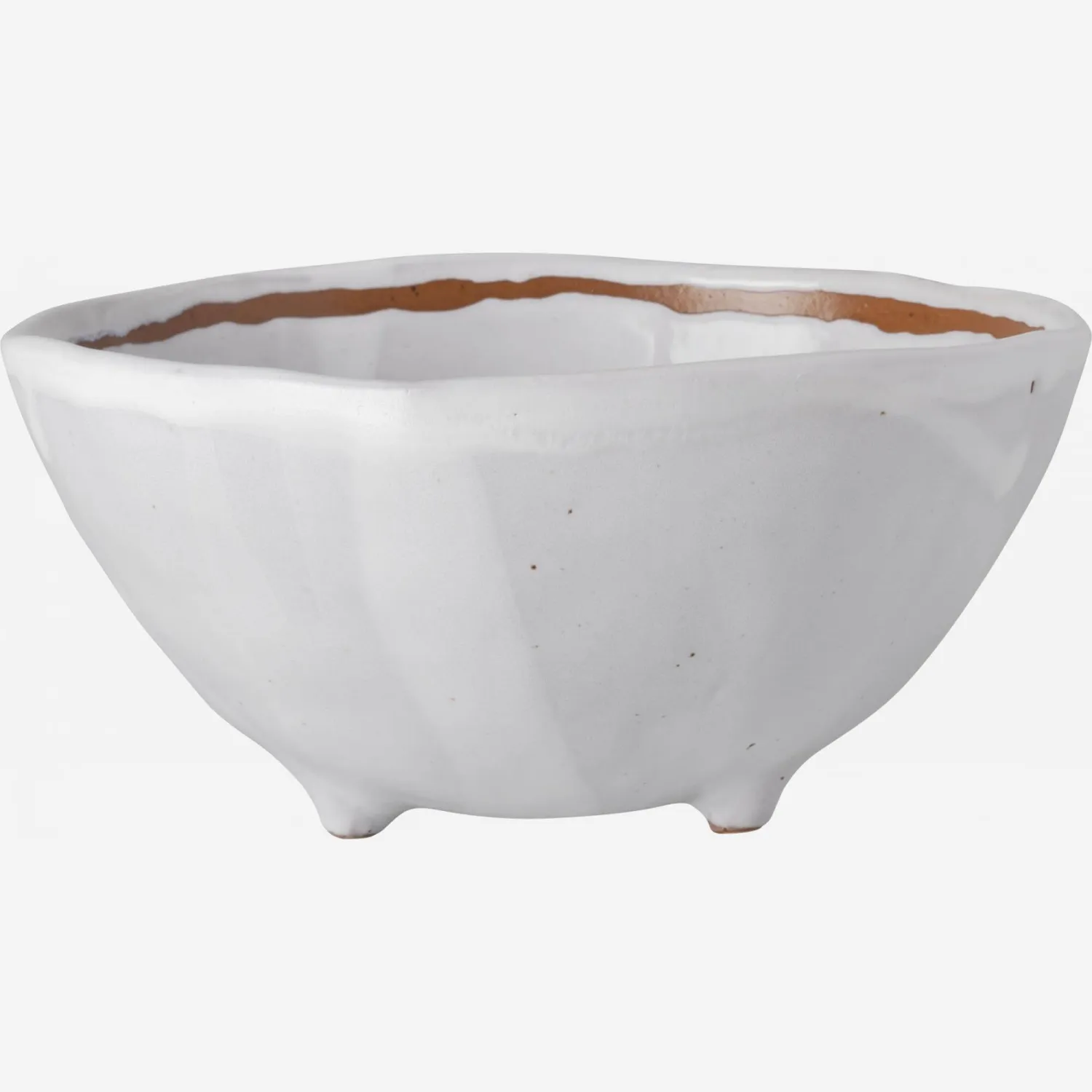 Bol à pied en grès - 16 cm - Blanc